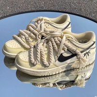 1 pair Vintage DIY Linen Cotton Weaving Style Bold Shoelaces Low-top Canvas Green Shoes laces Women Men Shoestring Accessories