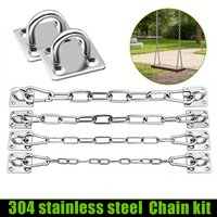 304 Stainless Steel Chain Kit 2-4mm Quick Buckle Square Hook Heavy Duty Rust-Proof for Swing Hammock Clothesline Pet Leash 1-5M