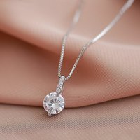 Silver Color Minimalist Sparkling Zircon Pendant Necklaces for Charming Women Fashion Jewelry Light Luxury Accessories