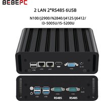 Fanless Industrial Mini PC Intel N100 J6412 Dual LAN 2xCOM RS485 6USB 4G SIM GPIO WiFi Support Computer