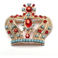 Fashion Crystal Crown Brooch For Women Colorful Flower Lapel Pin Suit Pin For Clothing Best Gift For Friends