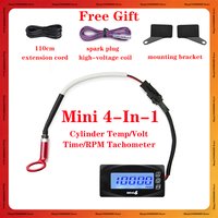 Universal Motorcycles 4 In 1 Cylinder Head Temperature Sensor Moto Cylinder Temperature Gauge Voltmeter Time RPM Tachometer