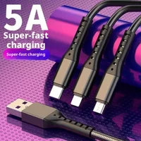3 In 1 66W PD Quick Charge Cord Micro USB Type C Charger Cable 1.2m Multi USB Universal Data Wire For iPhone Huawei Xiaomi