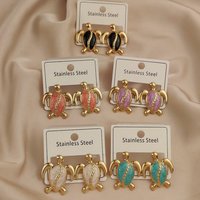 New turtle colored enamel 18K gold-plated women's earrings, waterproof and non-fading stainless steel, wife's gift