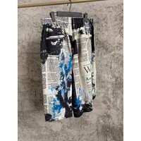 TOP-YAMAMOTO paint newspaper print capri pants workwear shorts men hip-hop street