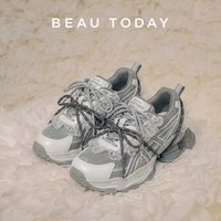 BEAUTODAY Chunky Sneakers Women Fiber Mixed Color Round Toe Air Mesh Lace & Shoelace Decoration Ladies Shoes Handmade 29A68