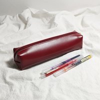 Oily Synthetic Faux Leather Texture Pencil Case - Small Capacity Retro Minimalist School & Office Organizer with Zipper Closure
