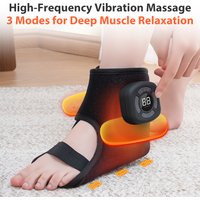 Electric Ankle Massager with Air Compression Vibration Heating 3 Modes 5 Intensities Adjustable Strap for Foot Relaxation Muscle