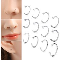 4pcs 6/8/10/12mm Punk Stainless Steel Fake Nose Ring C Clip Lip Ring Earring Helix Rook Tragus Faux Septum Body Piercing Jewelry