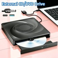 External Optical Drive USB 3.0 Type-C CD/VCD/DVD Burner Portable Writer Player for Laptop Desktop PC Mac Windows 11 10