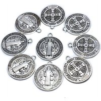 10pcs 1.18inch Saint Benedict Medallion Pendant Charms Jesus Cross Catholic San Benito Charm for DIY Necklace Making Accessories