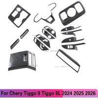 LHD For Chery Tiggo 9 2024 2025 ABS Carbon Fiber Window Switch Cover Trim Gear Shift Panel Decoration Sticker car Accessories