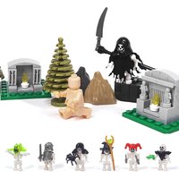 MOC Building Block Models, Terrifying Halloween Skeleton Soldiers, Death Reaper Scythe, Flame Skeleton Horse, Children's Gifts