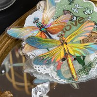 20pcs Kawaii beautiful colored dragonfly PET die-cutting hot stamping sticker Collage Junk Journal scrapbook decoration supplies