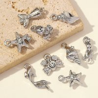 10pcs/lot Crab Conch Shell DIY Earring Charm Woman High Polished Seahorse Mermaid Tail Zinc Alloy Necklace Pendant Ocean Jewelry