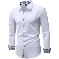 Men's Cotton Shirt Formal Business Collar Dress Shirts Long sleeve Spring Autumn Casual Wear Slim Fit Social Black Blue White