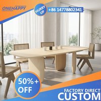 Any Size Custom Wabi Sabi Solid Travertine Oval Dining Table Thick Natural Stone Luxury Penthouse Dining Room Home Furnishings