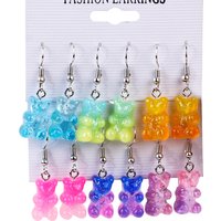 3 Pairs/Set Candy Color Acrylic Gummy Bear Drop Earrings for Women Korean Transparent Resin Jelly Bears Earring Sets Y2k Jewelry