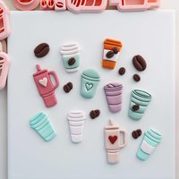 Coffee Cups/Beans Love Shaped Clay Cutters, Soft Pottery Earrings, Jewelry Pendant Making, Cutting Molds/Miniature Model