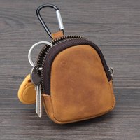Stylish Retro PU Leather Change Purse Small Zipper Coin Pouch with Carabiner,Mini Keychain Coin Purse Wallet Charm for Women Men