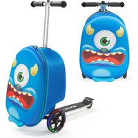 SucceBuy 20-Zoll-Aufsitzgepäck, 20-Liter-Rollerkoffer für Kinder mit Flash-PU-Rädern und verstellbarem Griff, faltbares Gepäck für Kinder