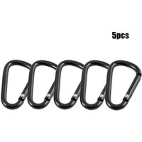 1/5/10pcs black color Outdoor Sports Equipment Safety Camping Hiking Hook Black Climbing Button Alloy Carabiner Buckle Keychain