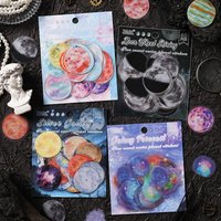 40 Sheets Cartoon Starry Sky PET Sticker Pack, Junk Journal Scrapbook Material, DIY Collage Planner Stationery Decor