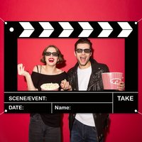 Movie Clapperboard Photo Booth Prop Film Frame Background Banner Hollywood Theme Party Movie Night Birthday Cinema Decoration
