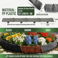 Flower Bed Edging Borders 20 Pieces Waterproof Staked Faux Stone Edging for Landscaping for Patio Yard Lawn Flowerbed Courtyard