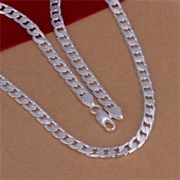 925 Sterling Silver Classic 6mm geometry Necklace chain for woman Men charm fashion wedding party Jewelry Holiday gifts