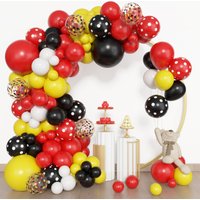 Yellow Black Red Balloons Garland Arch Kit for Baby Shower Kids Birthday Party Decorations