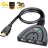 3 in 1 Out HDMI-compatible Switch 3 Port 4K/3D/1080P HDTV Splitter Plug & Play Manual Switcher for DVD HDTV Xbox PS4 PC