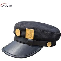 Anime jojo Cosplay Hat Jotaro Kujo Cosplay Hats Army Military Flatcap Badges Anime Around