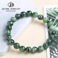 JD Natural Red Green Epidote Zoisite Beaded Bracelet Women Fashion Reiki Energy Healing Lucky Rope Bangles Couples Jewelry Gift