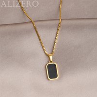 925 Sterling Silver Black Square Chain Pendant Necklace For Women and Men Fashion Jewelry Lively Charm Engagement Wedding