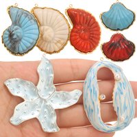 1pcs Stainless Steel Large Starfish Snail Conch Charms Pendant for DIY Earring Jewelry Key ring Making Supplies Crafts Findings