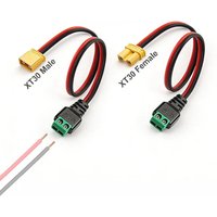 XT30 Male Female Connector Plug to Solderless 2 Pin Screw Terminal Adapter for FPV Drones RC Lipo Fixed Wing Battery Connections