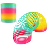 Rainbow Circle Folding Fun Toy - Colorful Spring Coil Elastic Pen Holder for Kids, Creative Magic Party Gift, Fun Fidget Tool