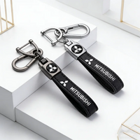 Leather car key chains, key rings, and key chain charms, compatible with Mitsubishi ASX, Aerobus, Lancer, Pajero, Outlander, Gal