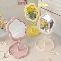 Cute Rotatable Flower Makeup Mirror Aesthetic Desktop Vanity Mirror with Storage Tray for Dorm Room Bedroom