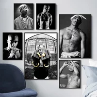 Black and White Rapper Tupac Posters HiP Hop Singer Canvas Print Painting Rap Legend Wall Art Pictures Home Boy Room Decor