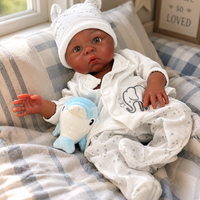 45cm Dark Skin Cuddly bebê reborn de silicone sólido Girl Doll With Open Mouth & Washable reborn tam silicon bebek Girl Doll
