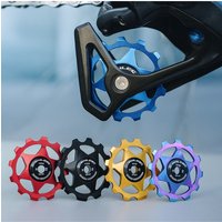AliExpress Bicycle aluminum alloy rear Guide wheel Mountain bike bearing anode CNC 11T 13T Toothed Derailleur riding equipment