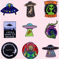 Pin Club | Creative Alien UFO Enamel Brooch Cartoon Custom Inhaled Spacecraft Badges High Quality Hat Accessories Gift Wholesale