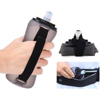 Handheld Collapsible Cycling Bottle 350ml Capacity Wide Mouth Hydration Bottle Silicone Soft Flask Gym
