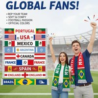 Football Game Scarf National Team Flag Fan Cheering Props Accessories Soft Cloth Fan Scarf For Party Supplies
