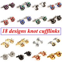 Fashion 18 Designs Enamel & Metal Knots Cufflink Cuff Link 1 Pair Shipping Biggest Promotion