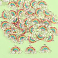 10PCS/PACK Colorful Shiny Rainbow Cloud Acrylic Charms Pendant For Woemen Girls DIY Making Accessories