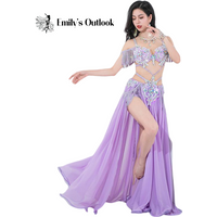 Sexy Bellydance Costume Bra Long Skirt Women Drum Solo Egypy Dancer Performance Outfit Swing Shine Sparkle Rhinstone Luxury 2024