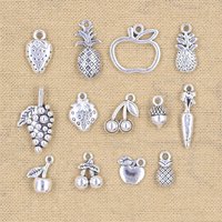 Charms Fruit Strawberry Apple Pineapple Grape Cherry Antique Silver Color Pendants DIY Making Findings Handmade Tibetan Jewelry